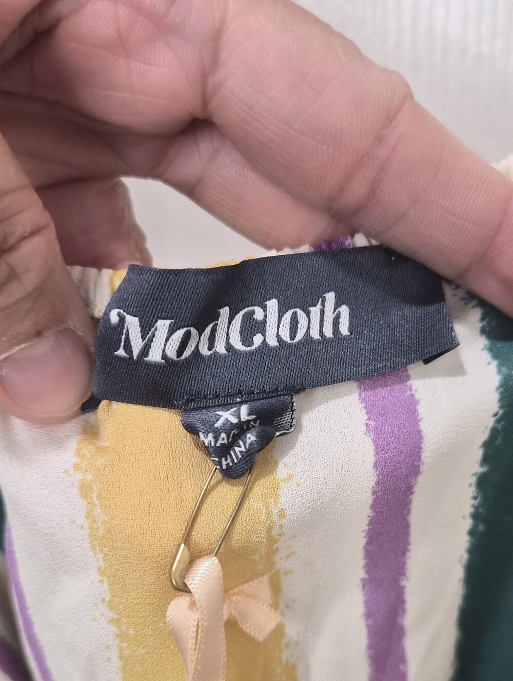 NWT ModCloth Striped‎ Yellow Green Purple Sleeveless Button Front Tank Top XL - Picture 9 of 14